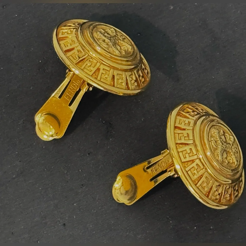 Fendi Vintage Janus Coin FF Clip on earrings - Picture 5 of 6